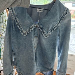 Ganni denim long sleeve top
